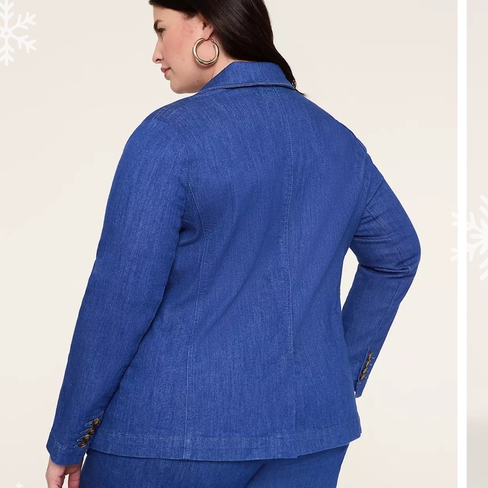 NWT Lane Bryant Stylish Blue Double Breasted Denim Blazer Size 20 - Picture 4 of 11